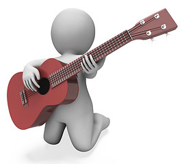 Image showing Guitarist Character Shows Acoustic Guitar Music And Performance