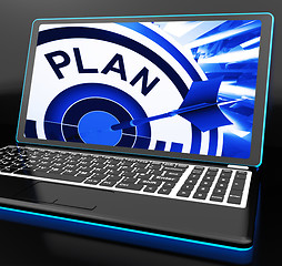 Image showing Plan On Laptop Showing Careful Planning