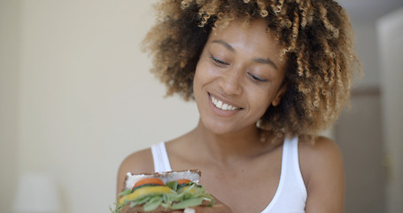 Image showing Woman Having Breakfast In Bed