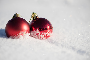 Image showing christmas ball in snow