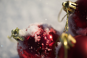 Image showing christmas ball in snow