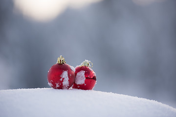 Image showing christmas ball in snow