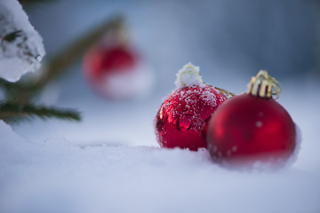 Image showing christmas ball in snow