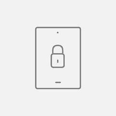 Image showing Digital tablet security line icon.