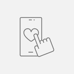 Image showing Smartphone with heart sign line icon.