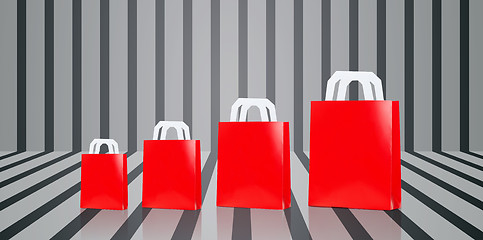 Image showing many blank red shopping bags