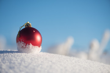 Image showing christmas ball in snow