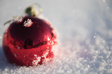 Image showing christmas ball in snow