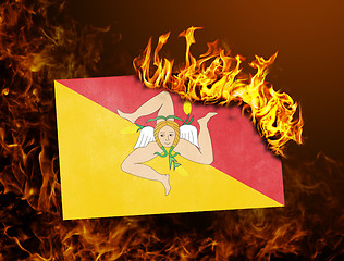 Image showing Flag burning - Sicily