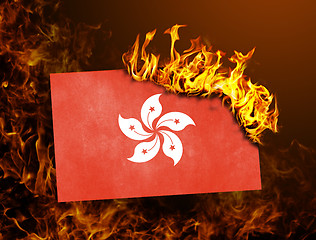 Image showing Flag burning - Hong Kong