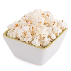 Image showing Popcorn in a white bowl