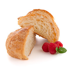Image showing Croissant and raspberries