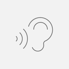 Image showing Ear and sound waves line icon.