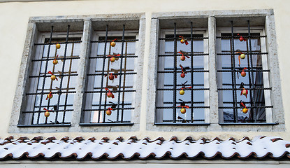 Image showing The window of the house decorated to Christmas in Old Tallinn