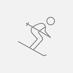 Image showing Downhill skiing line icon.