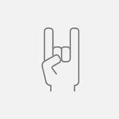Image showing Rock and roll hand sign line icon.