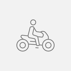 Image showing Man riding motorcycle line icon.