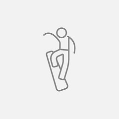 Image showing Man snowboarding line icon.