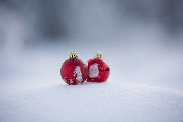 Image showing christmas ball in snow