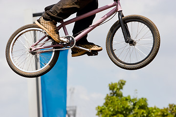 Image showing BMX biker Airborne