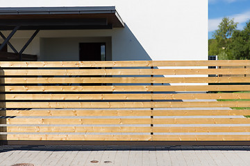 Image showing close up of rail fence at private living house