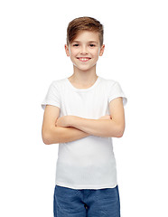 Image showing happy boy in white t-shirt and jeans