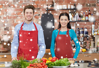 Image showing happy couple in kitchen at cooking class