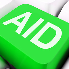 Image showing Aid Key Shows Help Assist Or Assistance\r