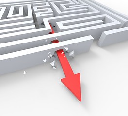 Image showing Break Out Of Maze Shows Overcome Puzzle Exit