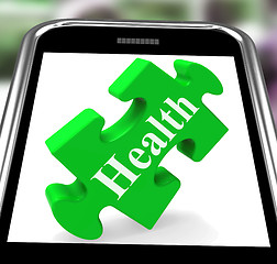 Image showing Health Smartphone Shows Wellness And Fitness On Web