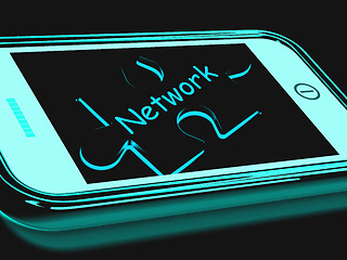 Image showing Network Smartphone Shows Connecting And Communicating On Web