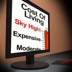 Image showing Cost Of Living On Monitor Showing Budget