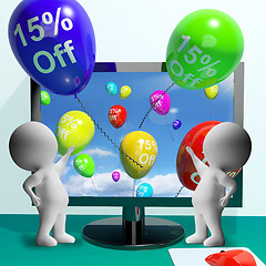 Image showing Balloons From Computer Showing Sale Discount Of Fifteen Percent