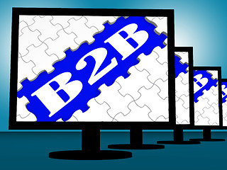 Image showing B2b On Monitors Shows Business Trading And Commerce Online