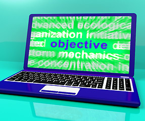 Image showing Objective Laptop Shows Objectives Hope And Future Aims