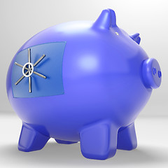 Image showing Safe Piggybank Shows Savings Cash Protected Secured