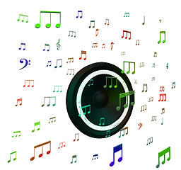 Image showing Speaker And Musical Notes Shows Music Acoustics Or Sound System