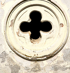 Image showing rose window  italy  lombardy     in  the abbiate    old    