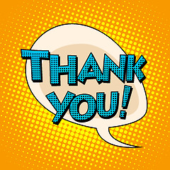 Image showing Thank you comic bubble retro text