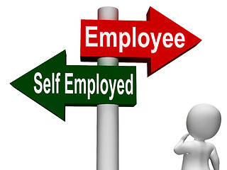 Image showing Employee Self Employed Signpost Means Choose Career Job Choice