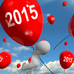 Image showing Two Thousand Fifteen on Balloons Shows Year 2015