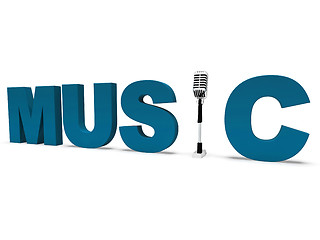 Image showing Music Word And Microphone Shows Concert Musical Or Talent