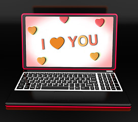 Image showing I Love You Key Laptop Message Shows Loving Or Romance