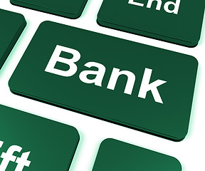 Image showing Bank Key Shows Online Or Internet Banking