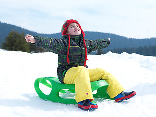 Image showing happy young boy have fun on winter vacatioin on fresh snow