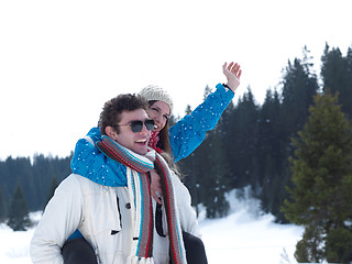 Image showing romantic young couple on winter vacation