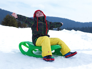 Image showing happy young boy have fun on winter vacatioin on fresh snow