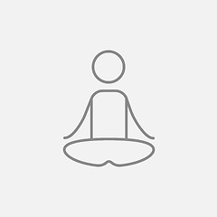 Image showing Man meditating in lotus pose line icon.