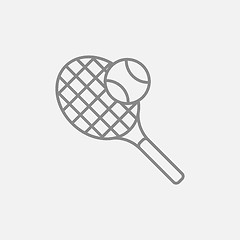 Image showing Tennis racket and ball line icon.