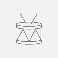 Image showing Drum with sticks line icon.